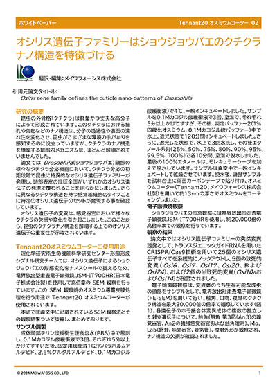 オスミウムコーター 　オシリス遺伝子ファミリーはショウジョウバエのクチクラナノ構造を特徴づける