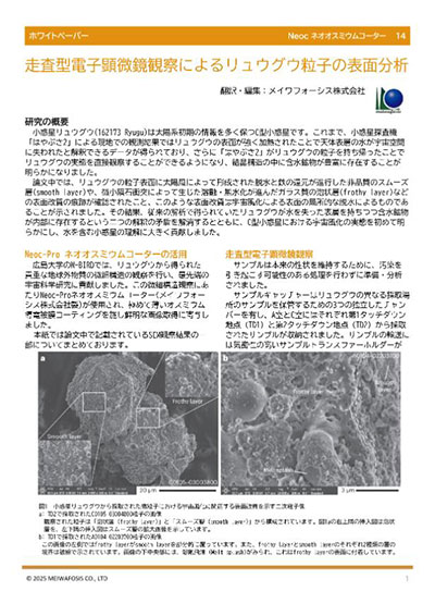 オスミウムコーター 走査型電子顕微鏡観察によるリュウグウ粒子の表面分析